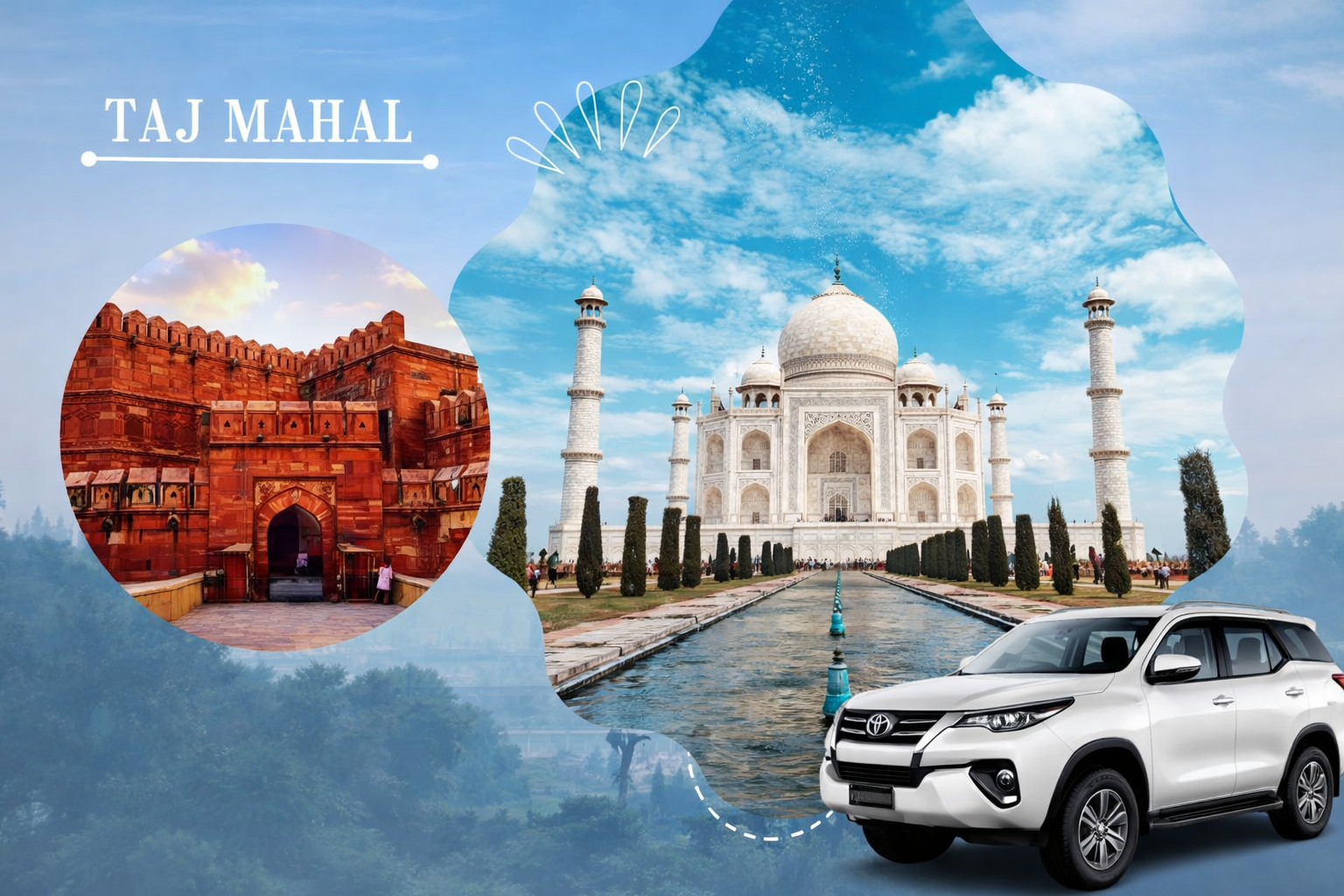 Jaipur to Agra One Way Cab Service by Jaipur Pink City Cab for Taj Mahal travel